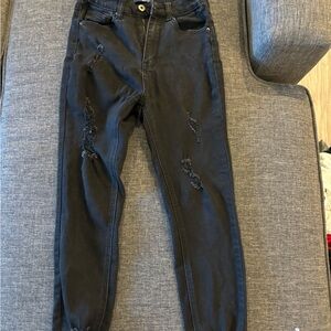 Wax Jean Black Ripped Skinny Jeans